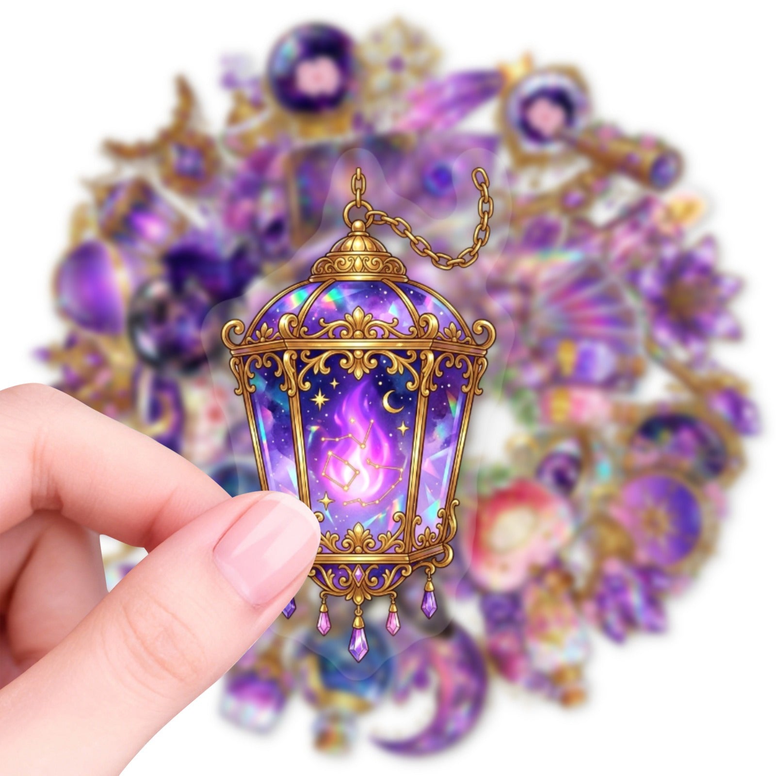 50 Amethyst Magic Mystic Realm PET Stickers