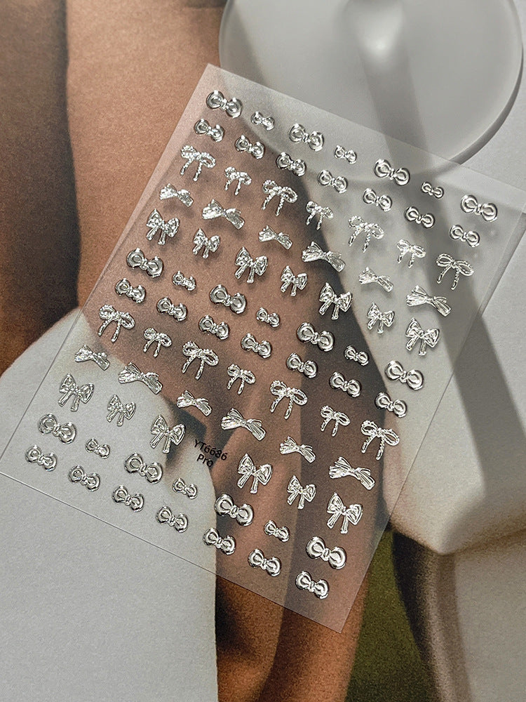 1015 M240- Bow Embossed Mini sticker 1 Pcs