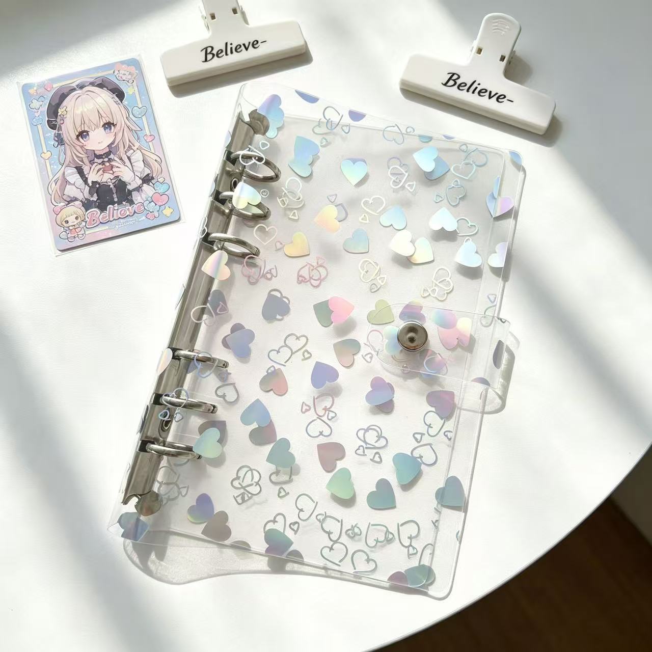 Laser Hearts Binder With Button *not contain insert pages