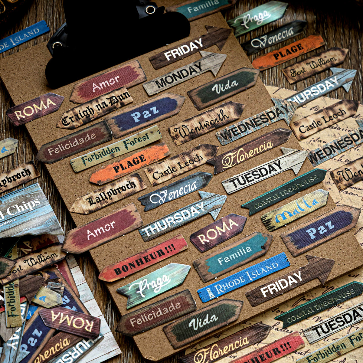 Labels close-up