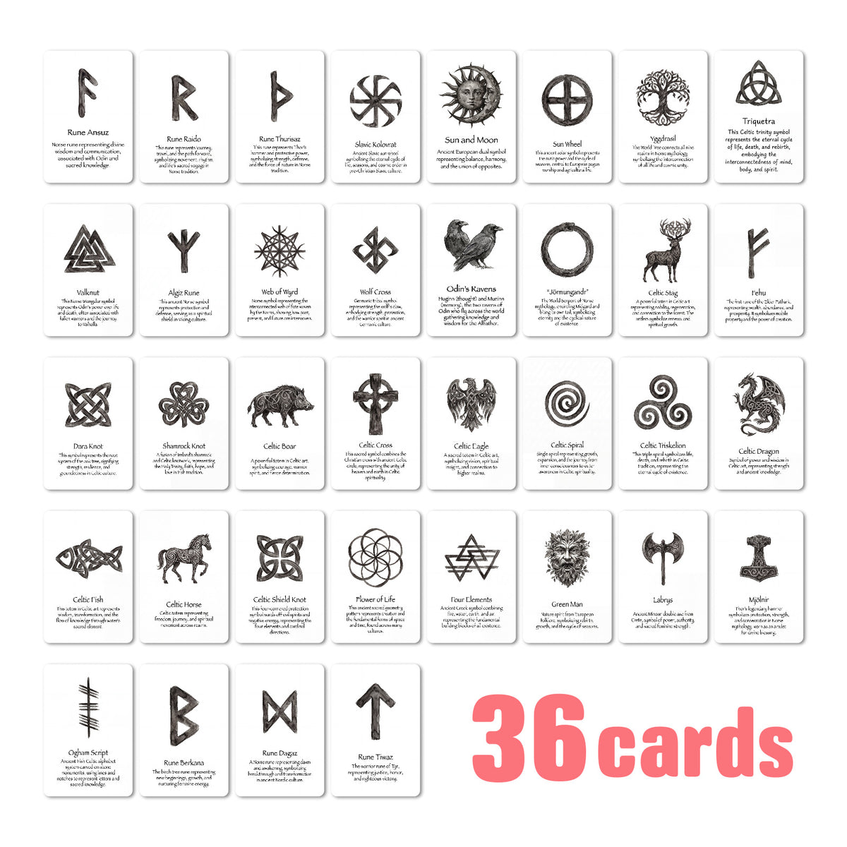 Nordic & Celtic Mystic Symbols card front and back