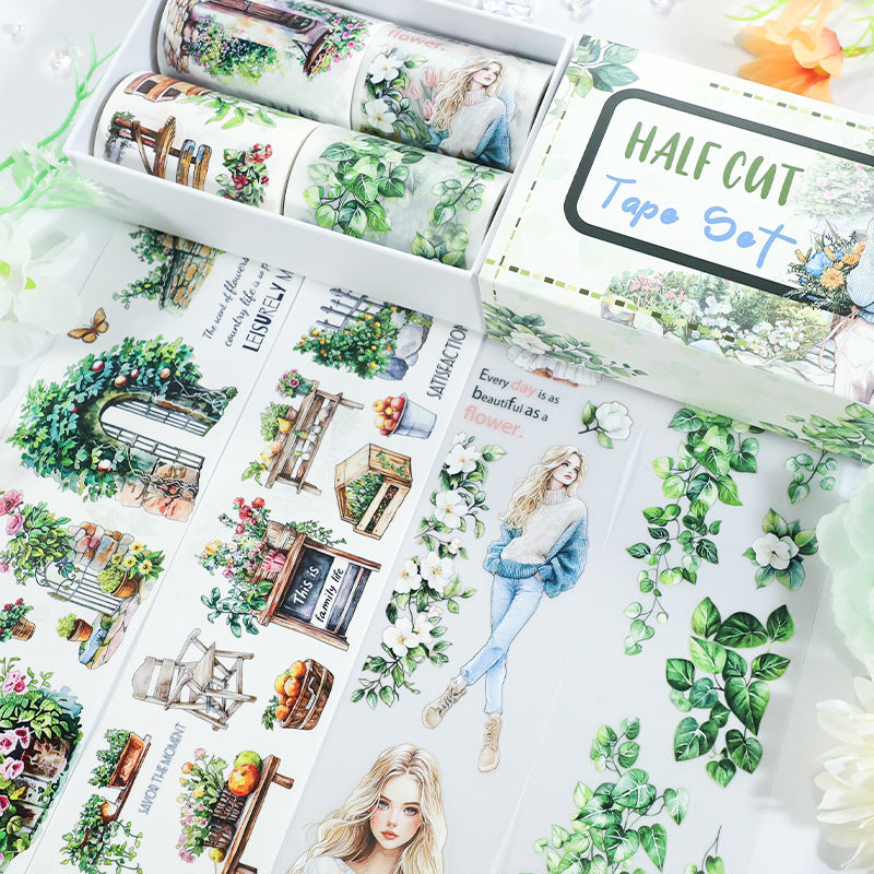 T-124- Leafy Shade Town Tape Set *pre-cut