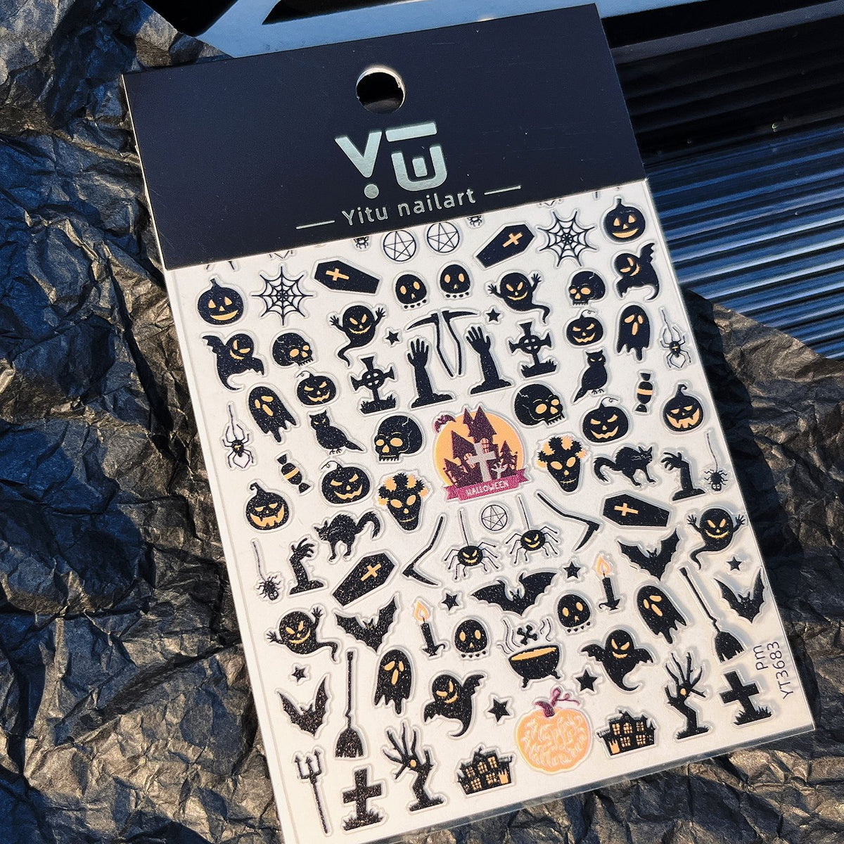 Black Halloween flat mini sticker – view 4