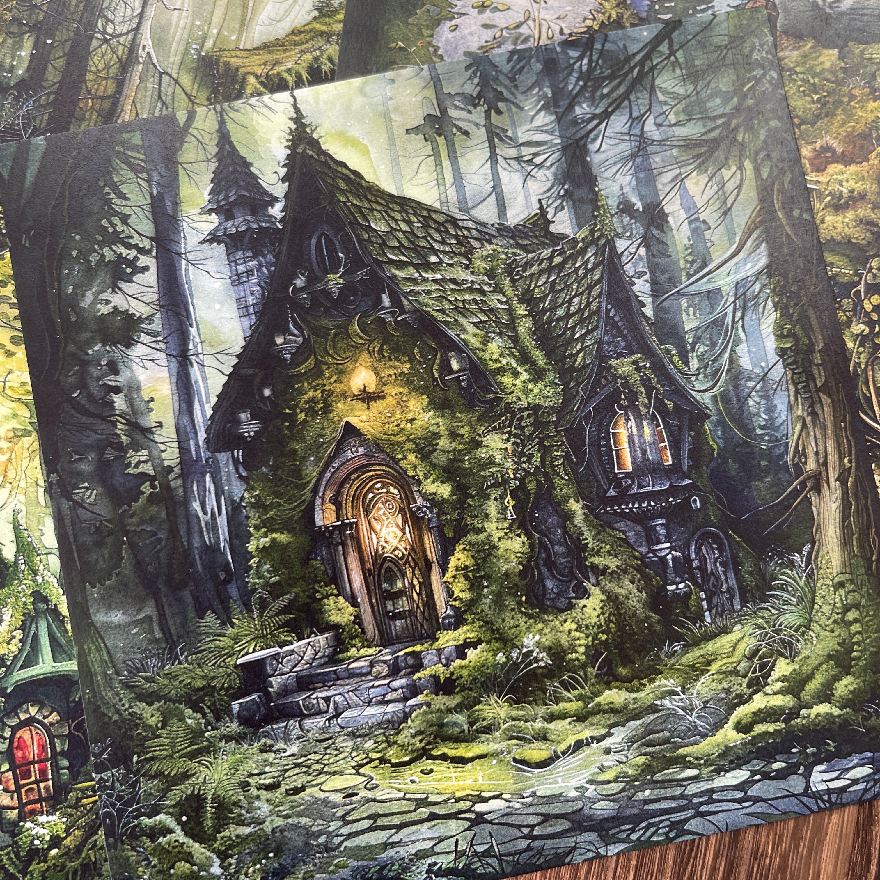 0818 Forest cabin background paper 15*15cm -10Pcs each pack