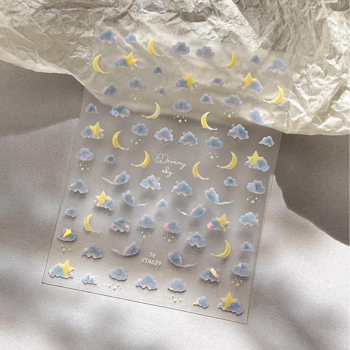 0714 M148- Moon and clouds Flat Mini sticker -1Pcs each pack