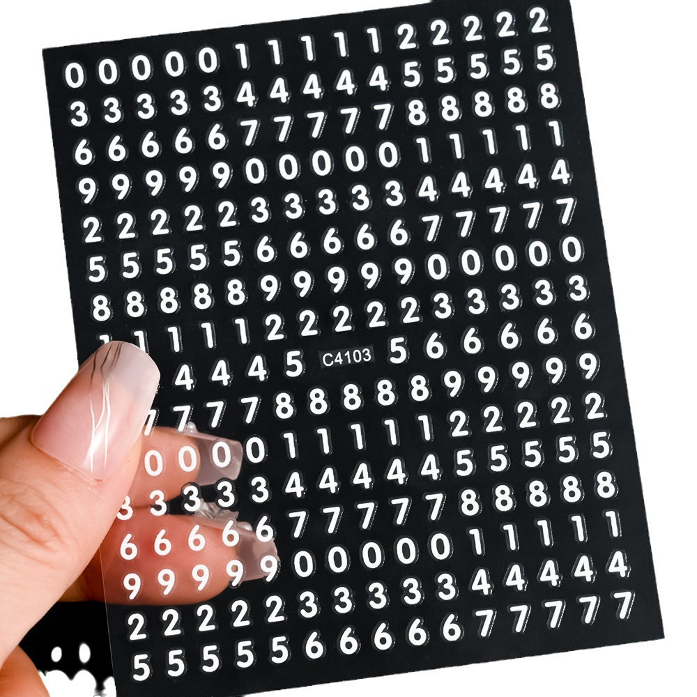 M190- Number Embossed Mini sticker 1 Pcs