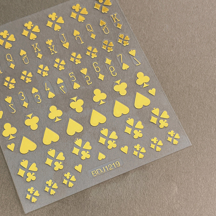 M278- Poker Embossed Mini sticker 1 Pcs