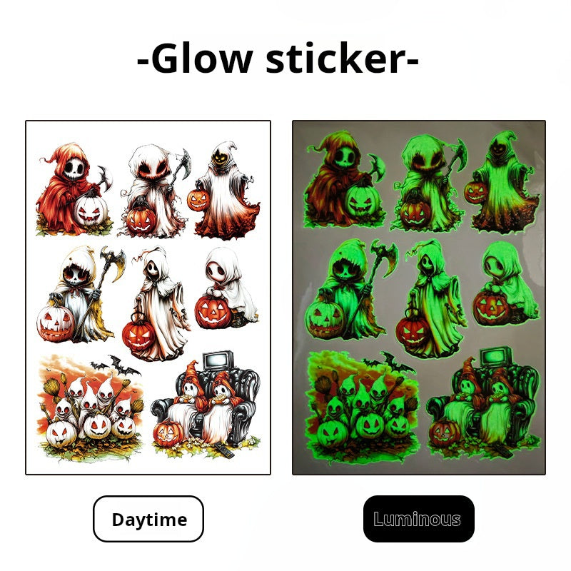 Glow sticker in daylight and in the dark