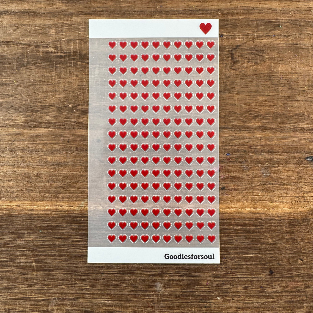 Hearts PET sticker sheet
