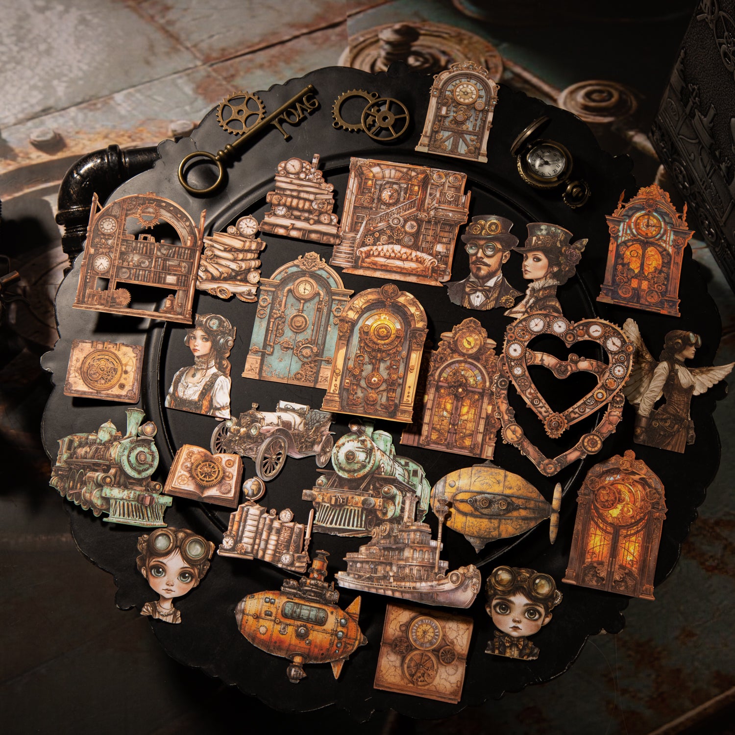 0812 Steampunk cardstock Sticker -15Pcs each pack