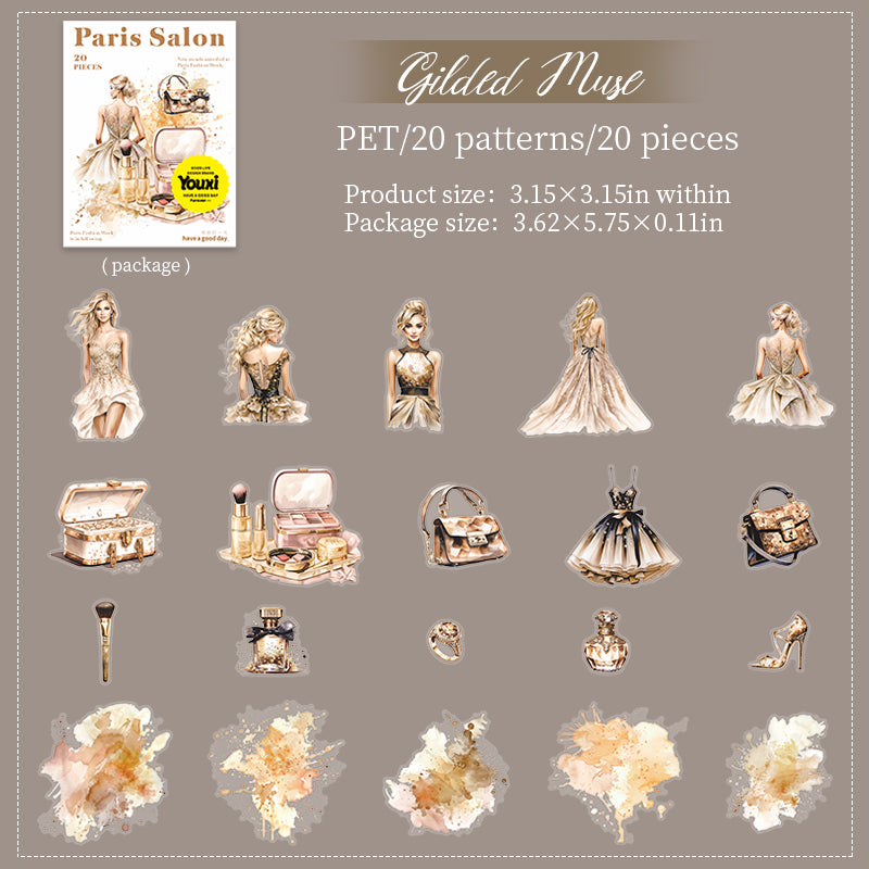 0722 Paris salon PET sticker -20Pcs each pack
