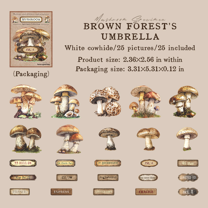 Mushroom Solid sticker -25Pcs each pack
