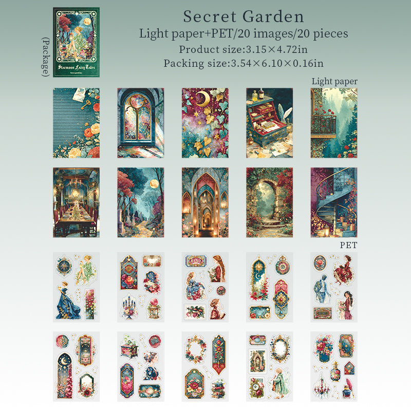 Star Moon fairy tales Light paper & PET sticker Book -20Pcs each pack