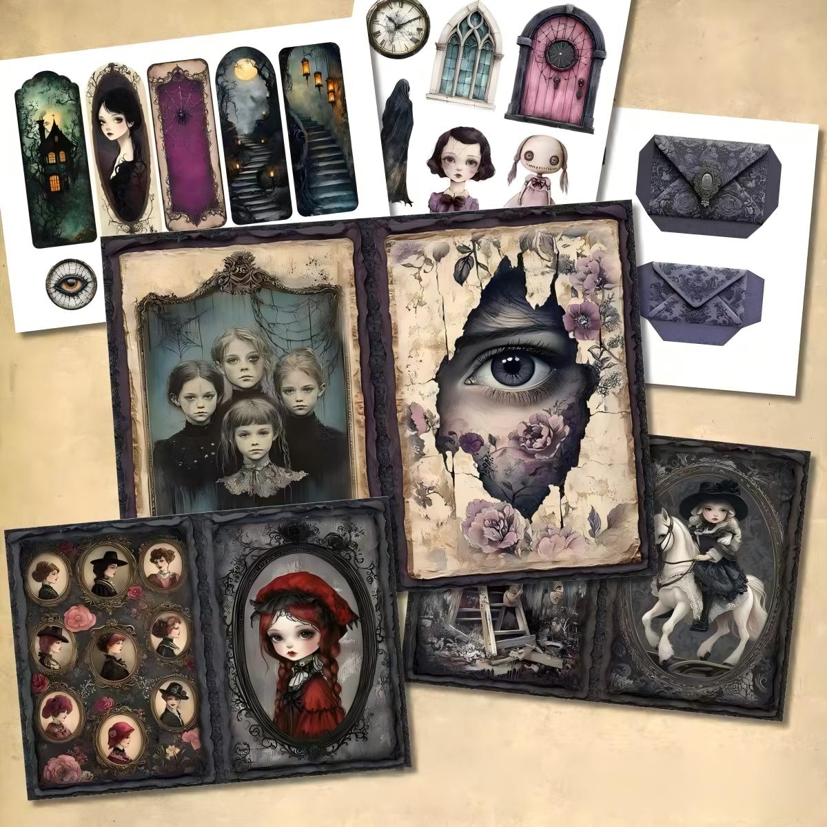 A4 size Gothic Dark Halloween Girl Style paper 12 pcs