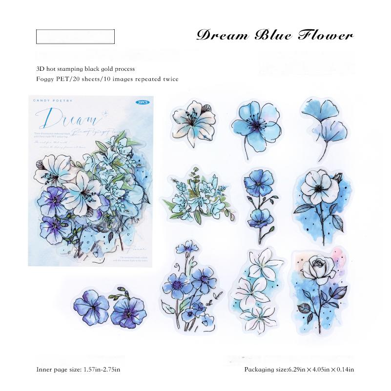 0827 Flowers PET Sticker -20Pcs each pack