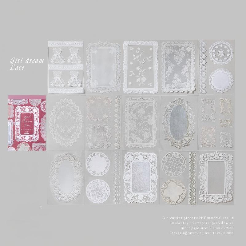 Lace PET sticker book -30Pcs each pack