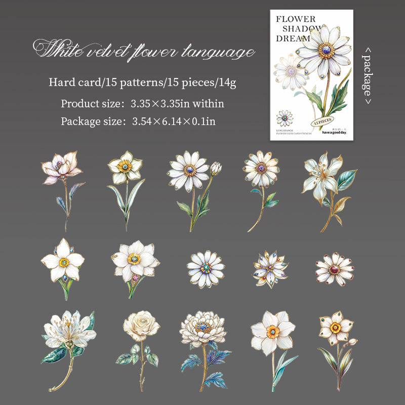 0308 Flower Shadow Dream Series cardstock Stickers -15Pcs each pack