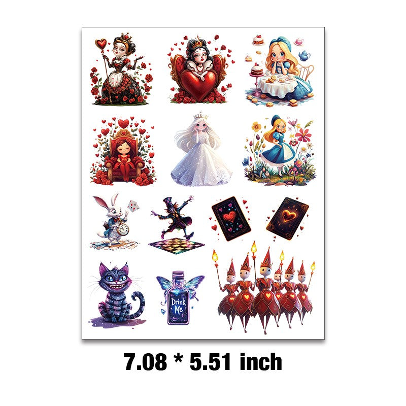 Alice in Wonderland collection Embossed sticker 1 Pcs