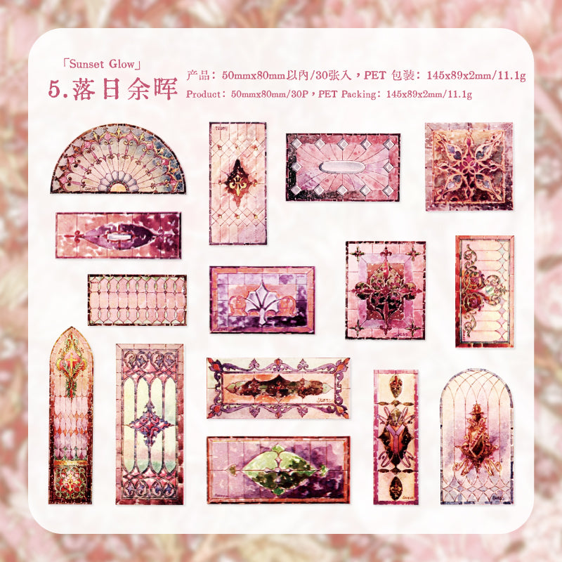 Vintage Floral Tiles PET Stickers -30Pcs each pack