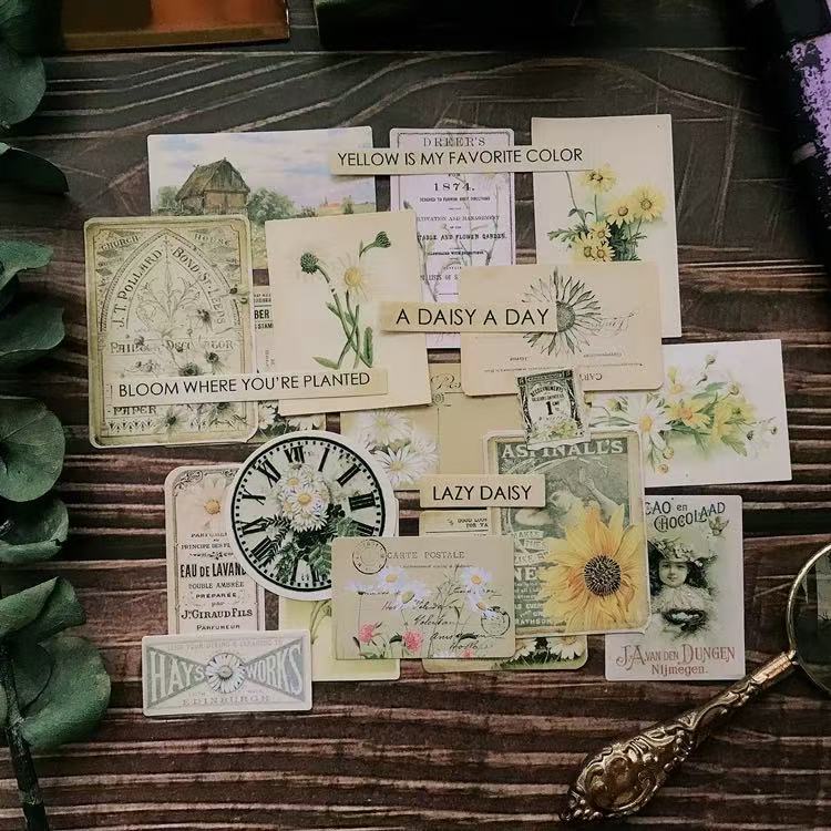 Vintage Daisy Solid Stickers -23Pcs each pack