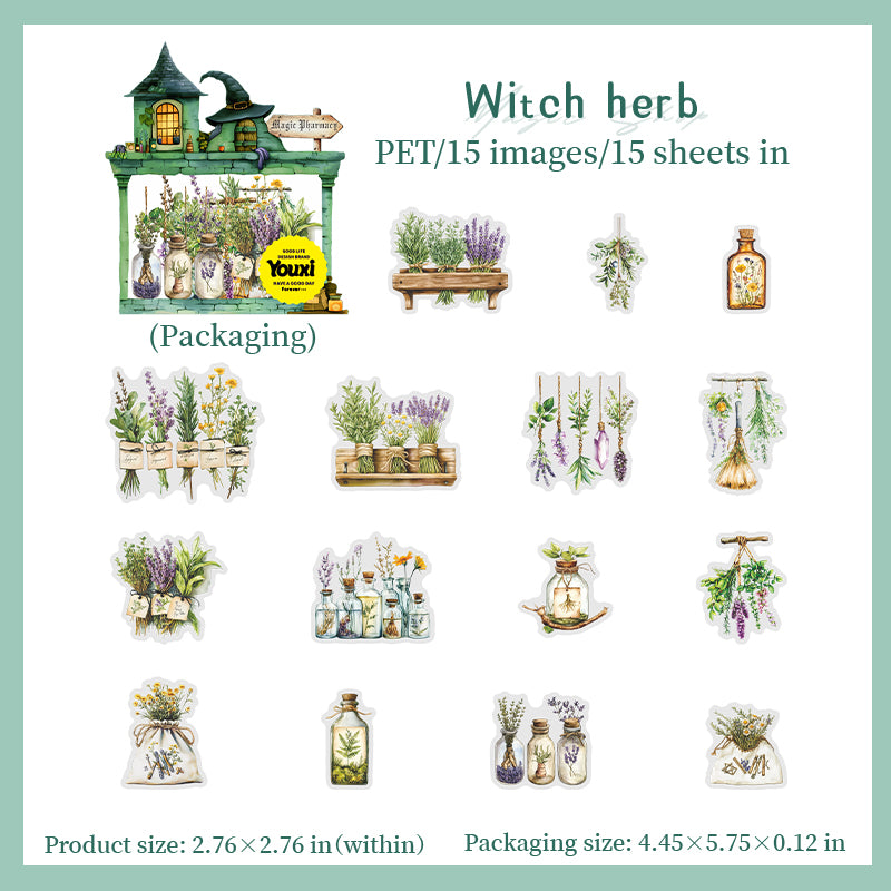 Magic medicine shop PET sticker -15Pcs each pack