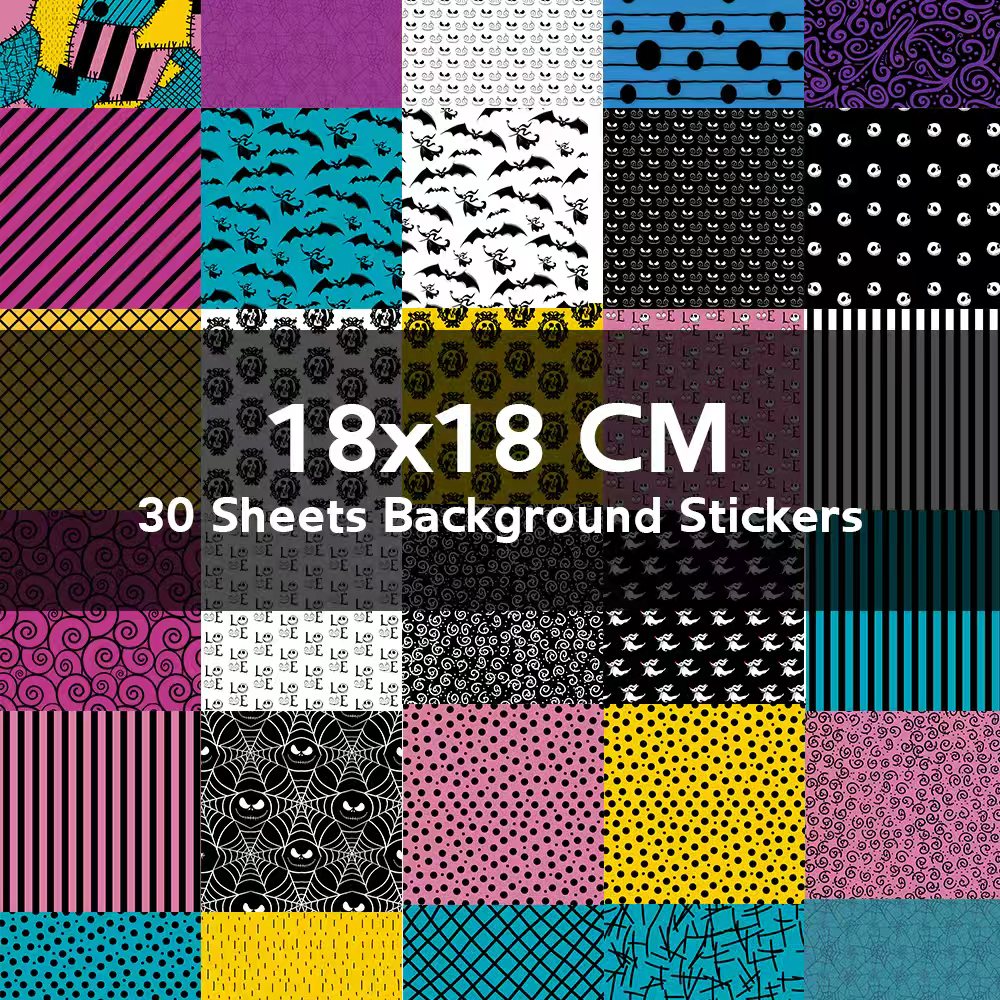 The Nightmare Before Christmas Themed Background Stickers 18x18cm 30 sheets