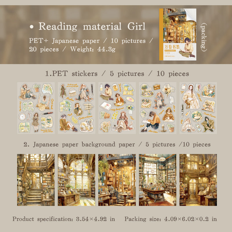 0527 Bookshops PET & Washi Sticker Book -20Pcs each pack
