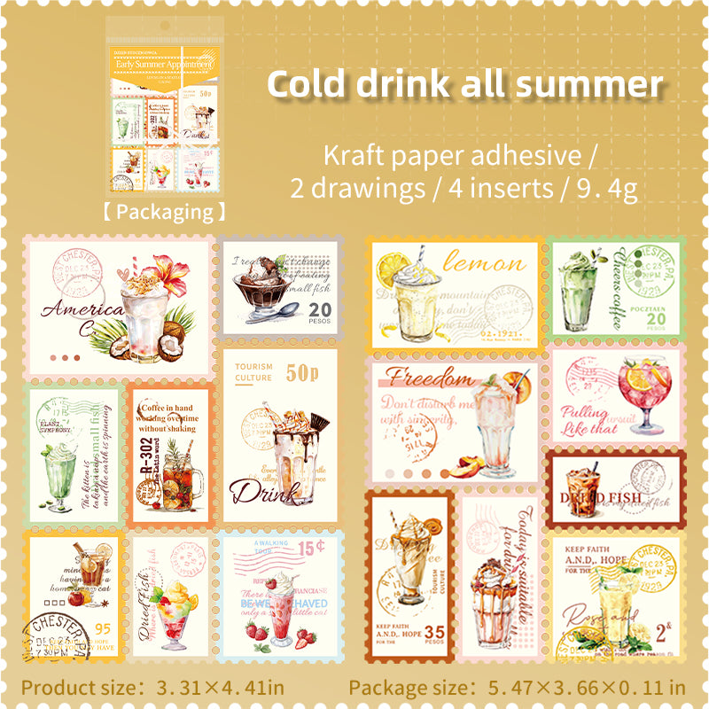 0405 Early summer appointment Series Solid Sticker -4Pcs each pack
