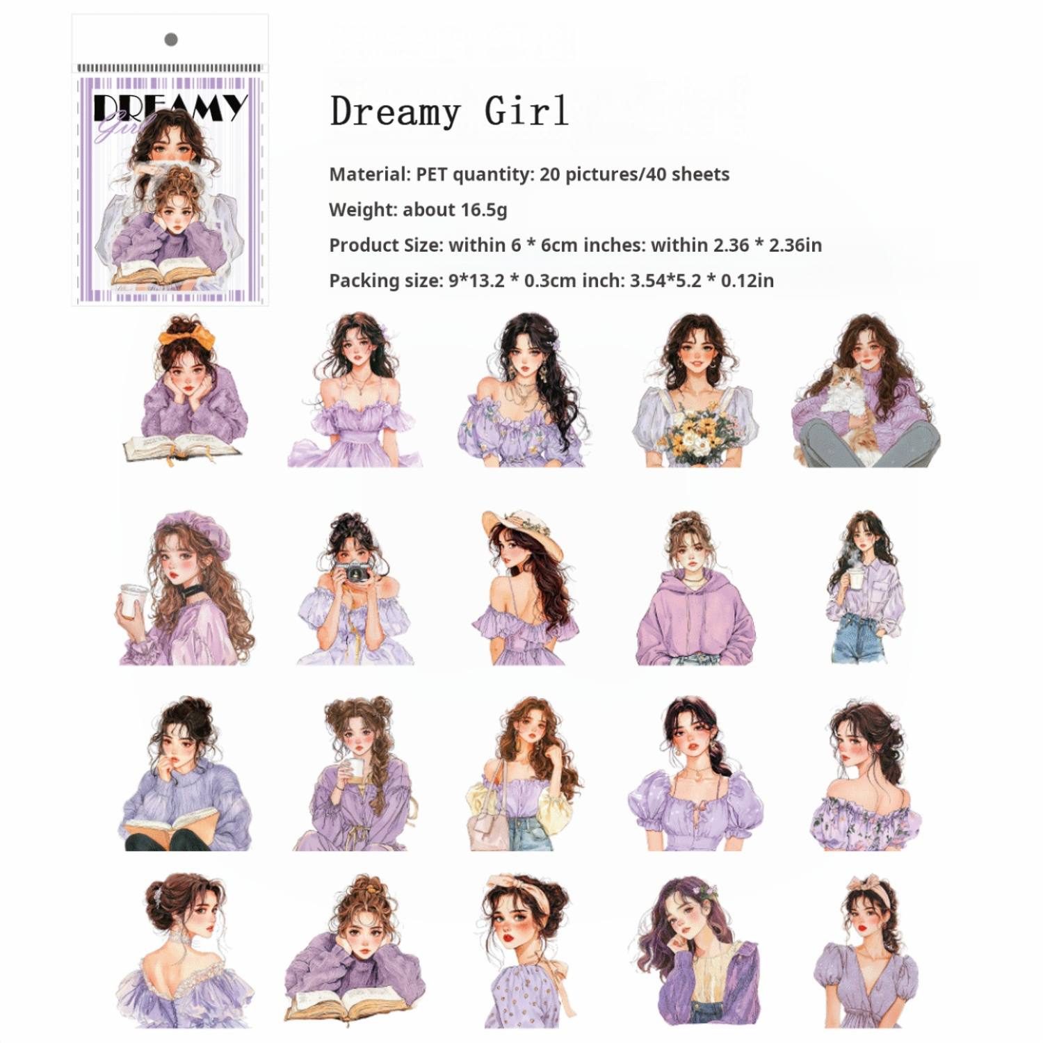 0324 Rainbow Girls Series Sticker -40Pcs each pack
