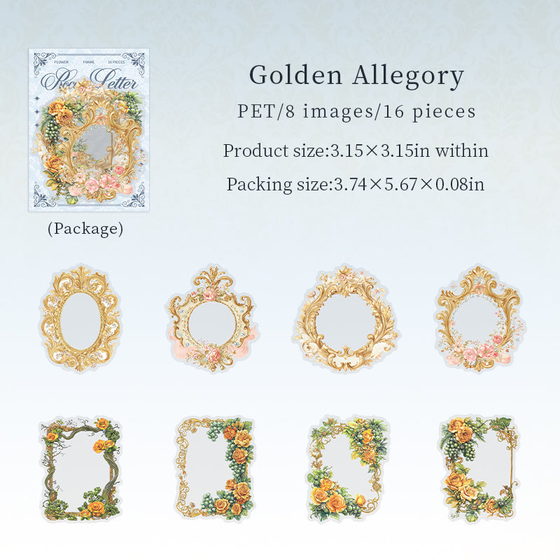Rococo Letter PET Stickers -16Pcs each pack