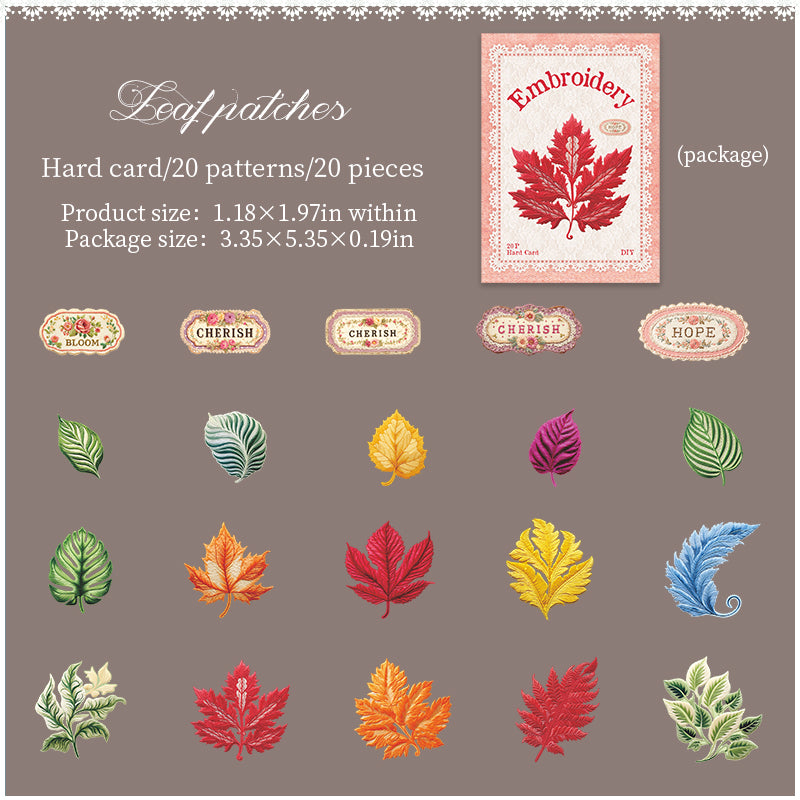 Embroidered patches cardstock Sticker -20Pcs each pack
