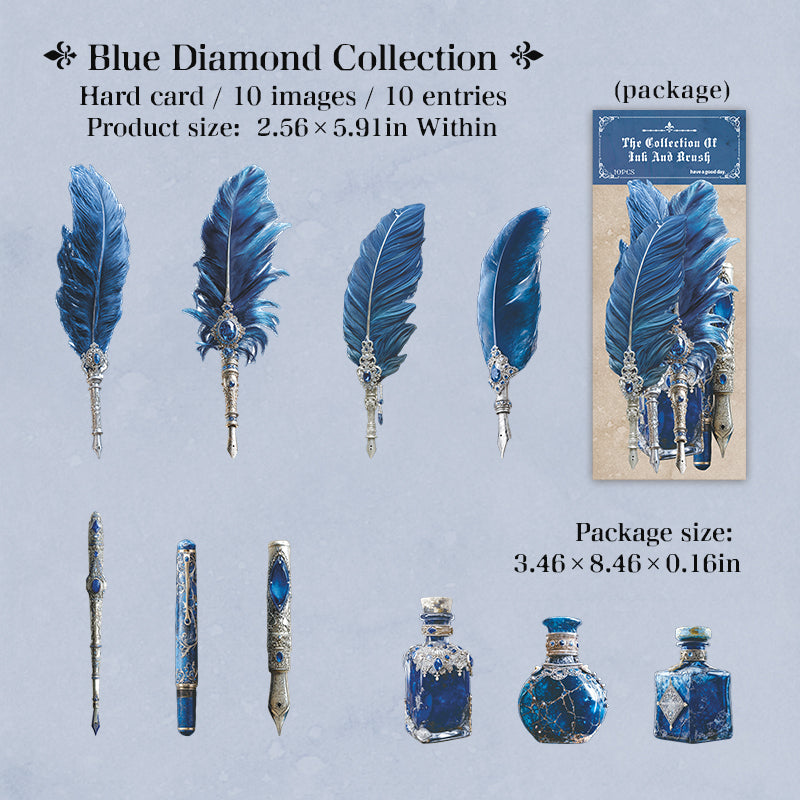 Feather pen cardstock sticker -10Pcs each pack