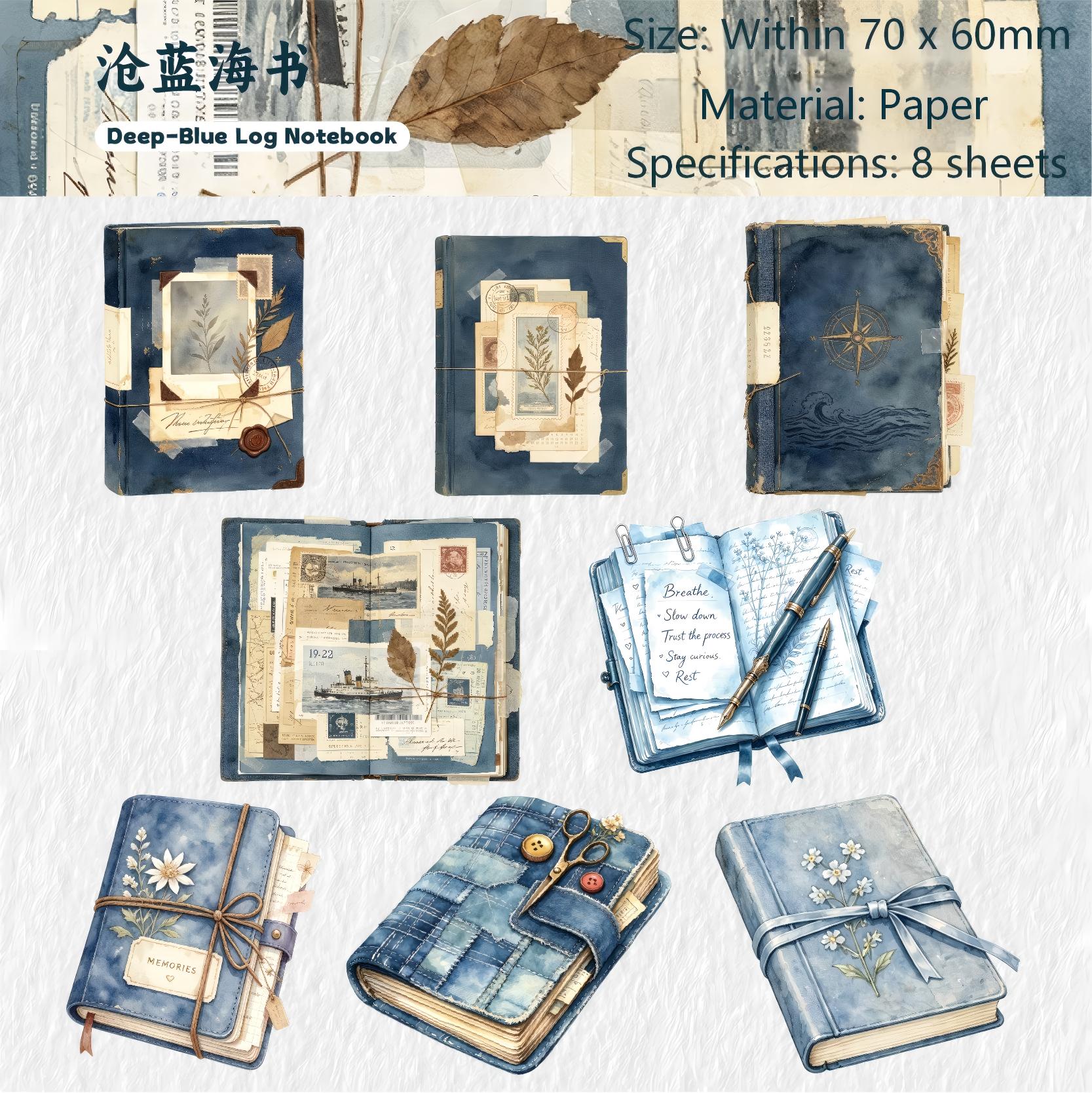 Vintage Notebook Journal Solid Stickers -8Pcs each pack