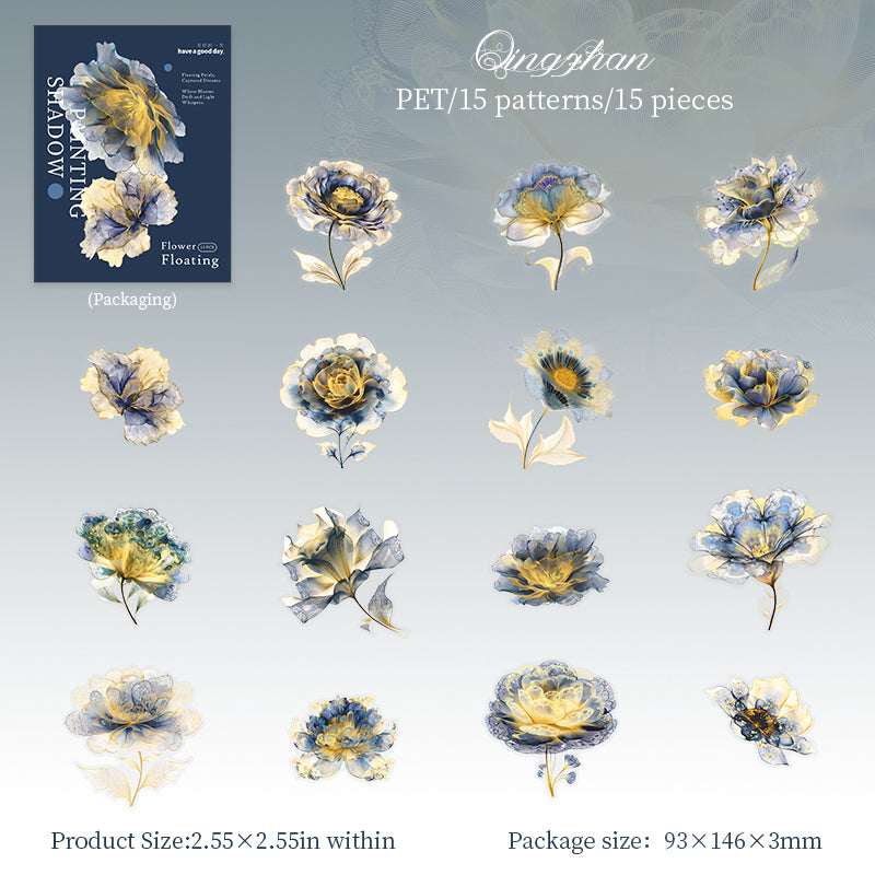 Flowers PET Sticker -25Pcs each pack