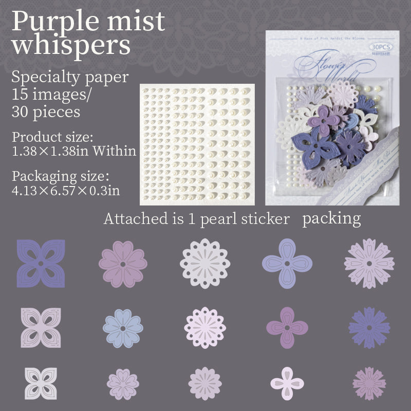 Flowers and pearls die cut Mixed pack -30Pcs each pack