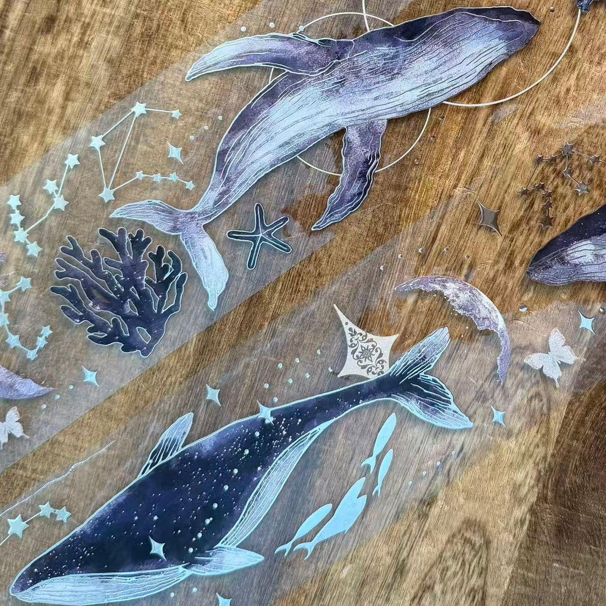 Startled Whale Silver Foil Stamping PET Tape (6.5 x 150 cm) 1 loop