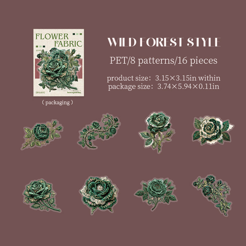 Flower Fabric PET Stickers -20Pcs each pack