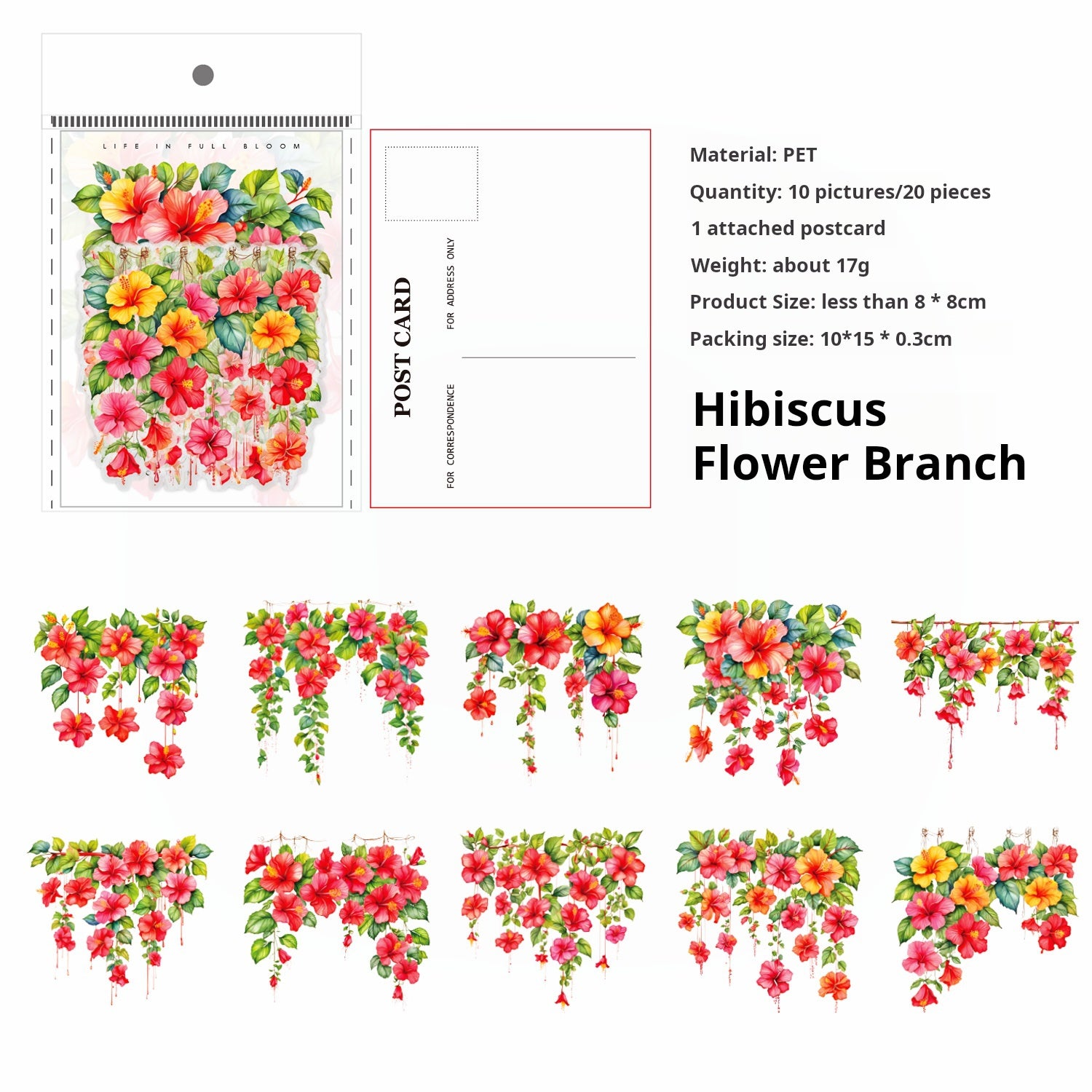 0520 Vine flowers PET Sticker -20Pcs each pack