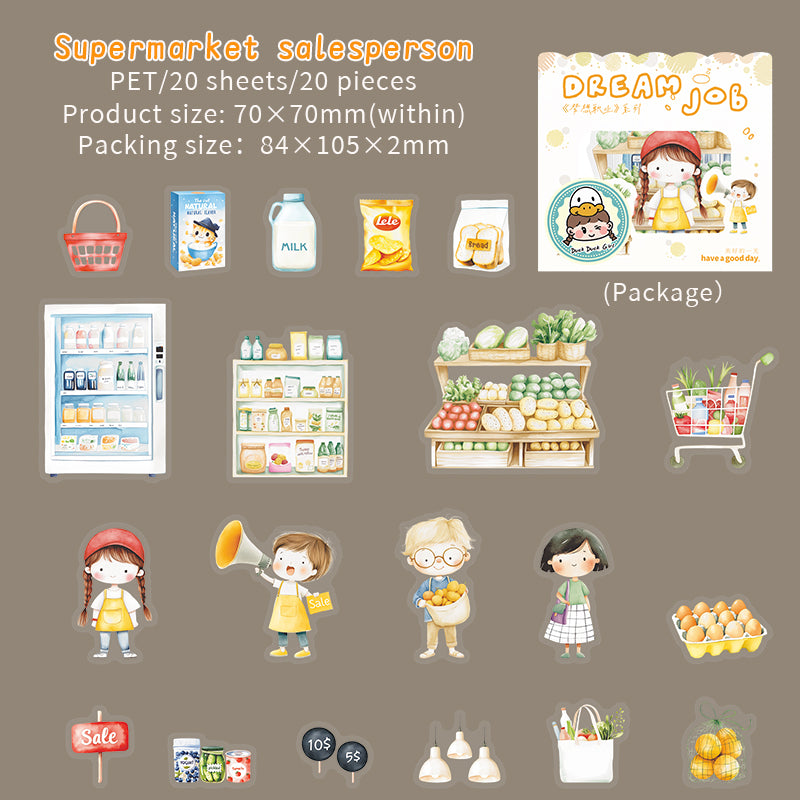0513 Dream Job Series PET Sticker -20Pcs each pack
