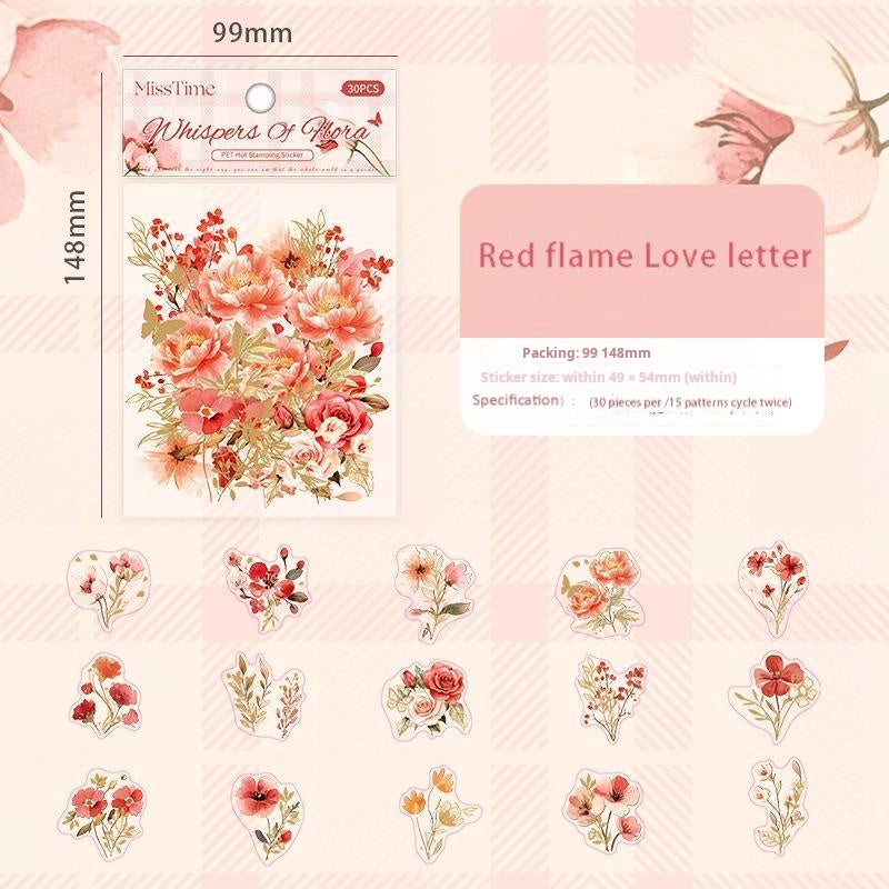 0603 Flowers PET sticker -30Pcs each pack
