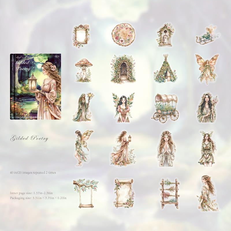 Vintage elf PET sticker -40Pcs each pack