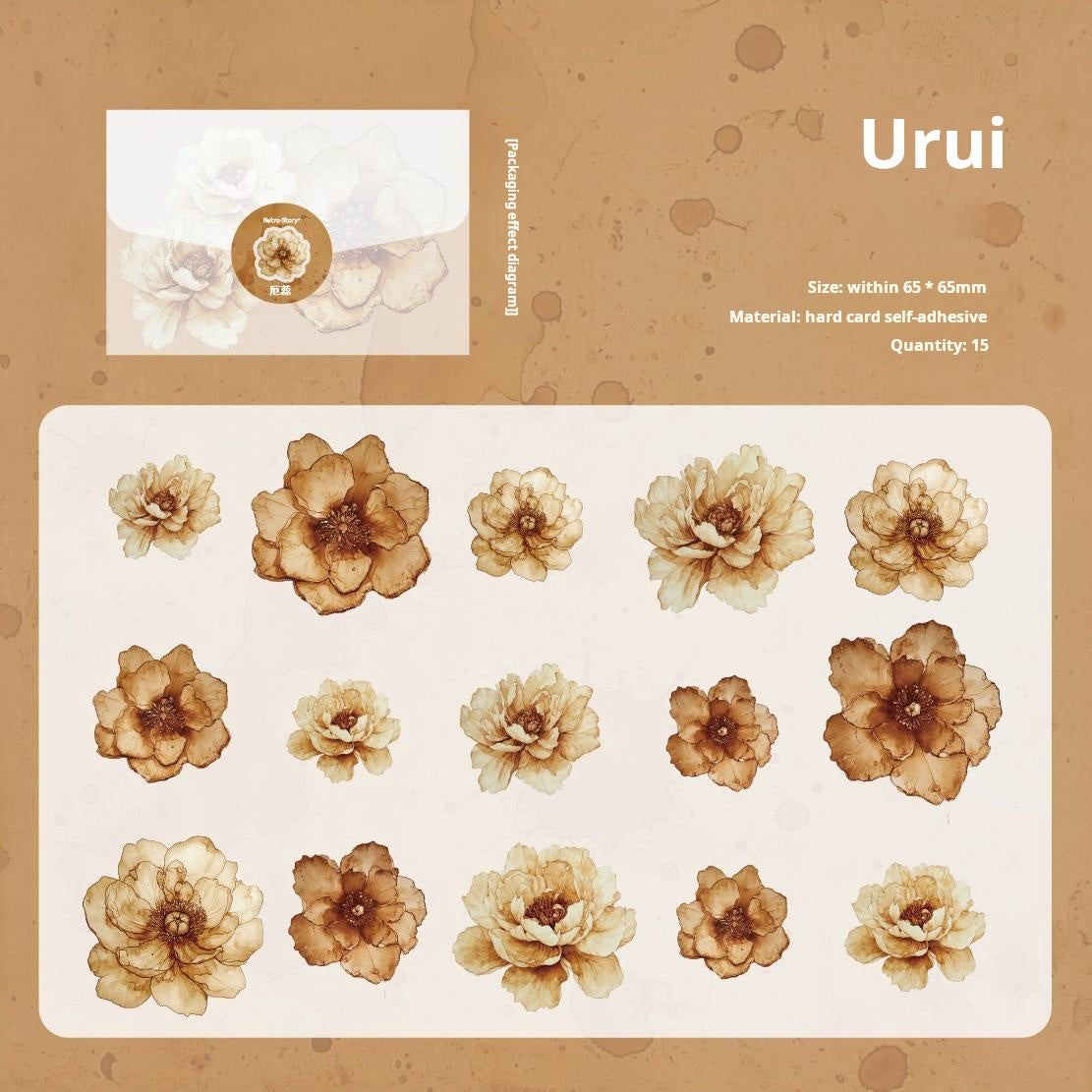 0426 withered stain Series cardstock Sticker -15Pcs each pack