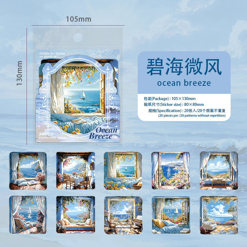 0514 Window scene journal PET Sticker -20Pcs each pack