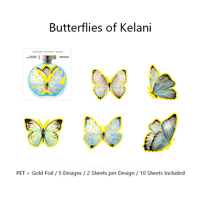 Scented Butterfly Dream PET Stickers -10Pcs each pack