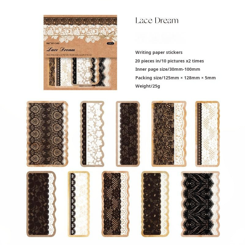 0506 Yellowish Lace Paper Stickers -20Pcs each pack