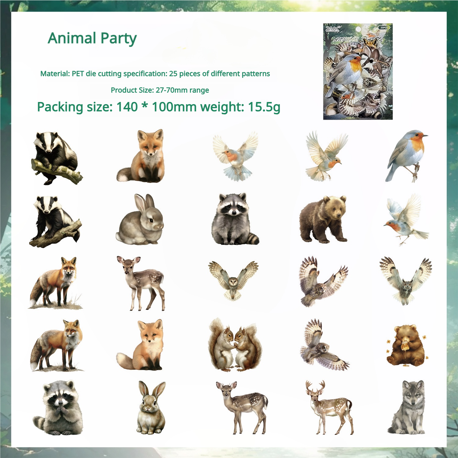 Forest secret realm PET sticker -25Pcs each pack