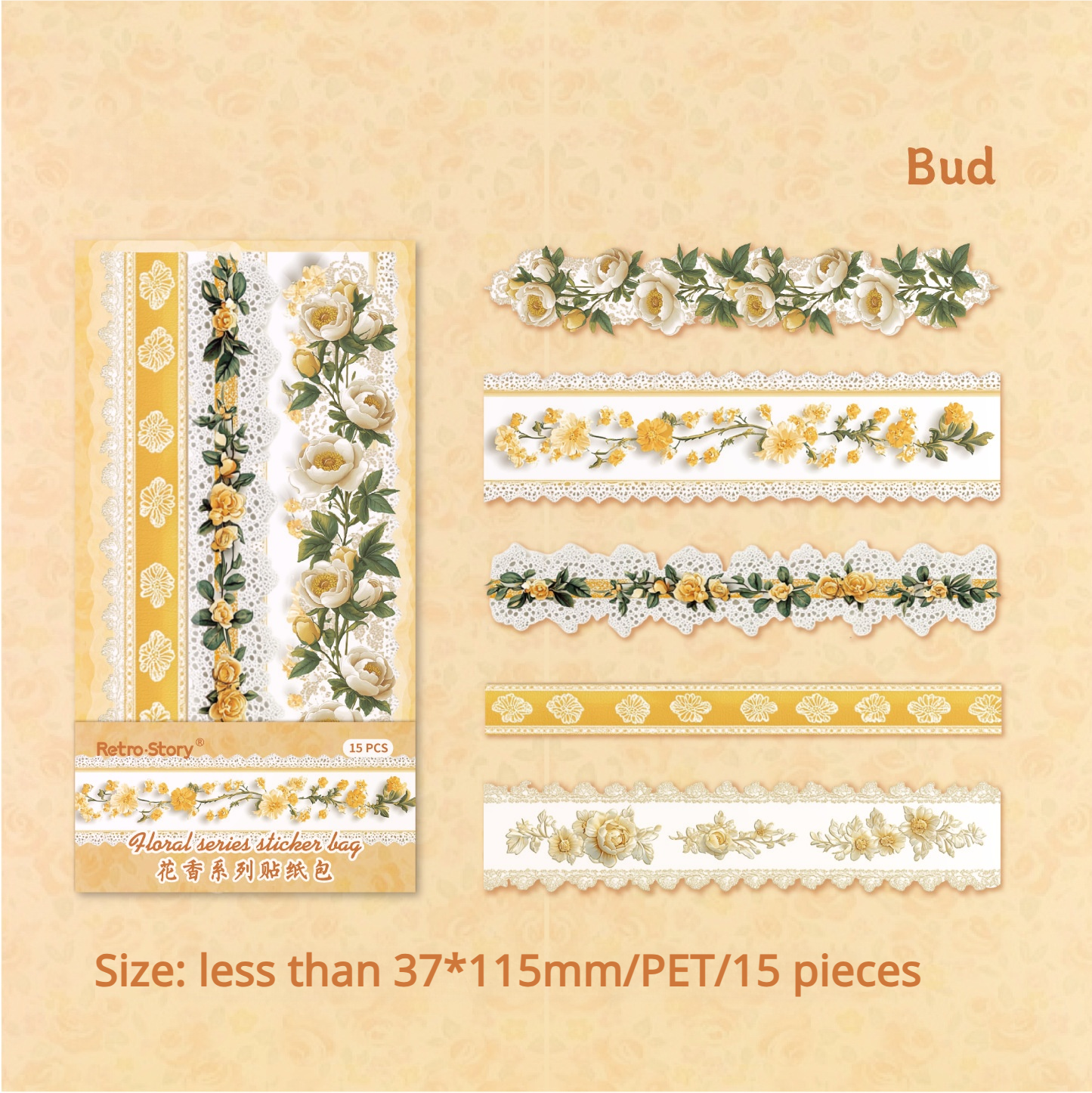 0306 Floral Series Sticker -15Pcs each pack