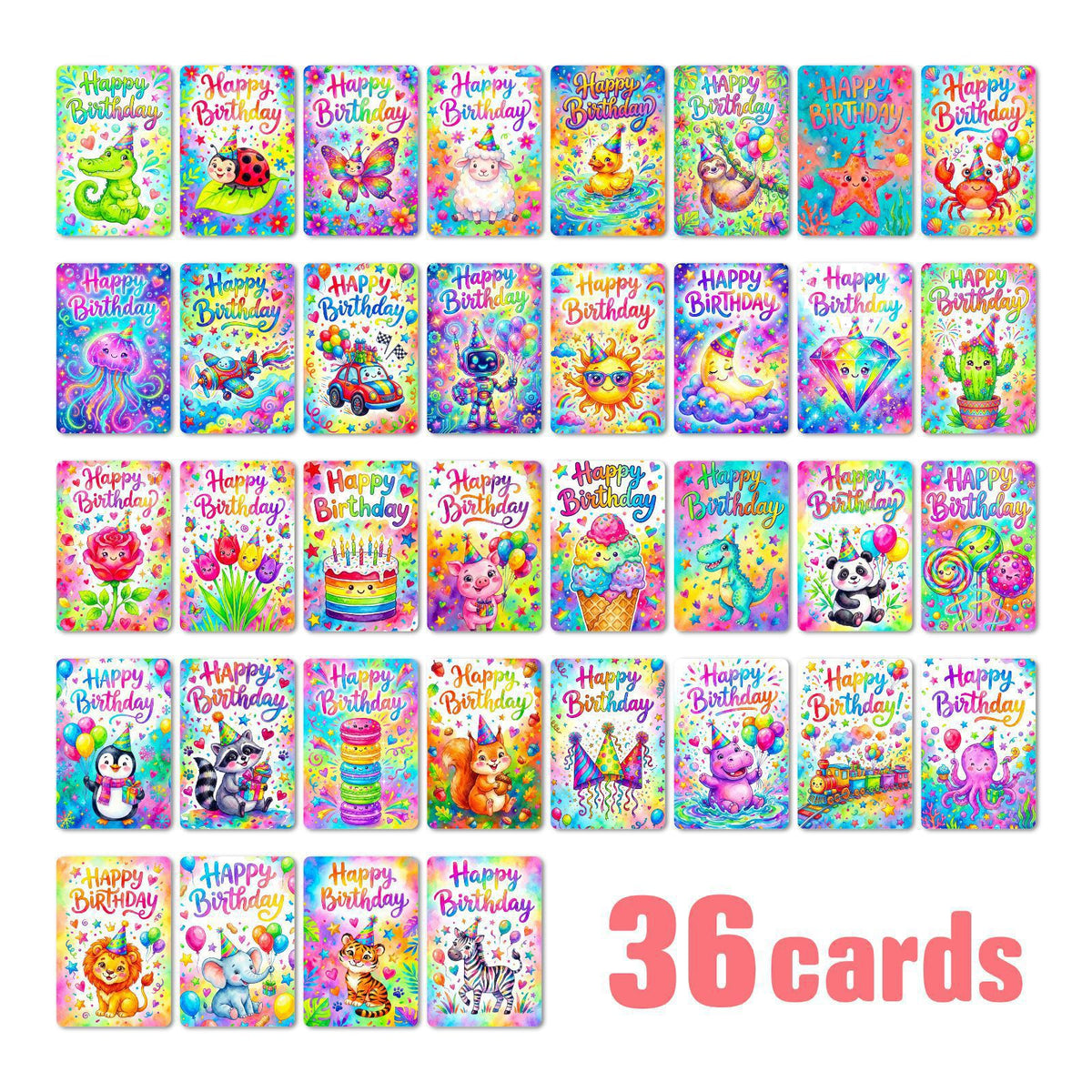 All 36 happy birthday animal cards