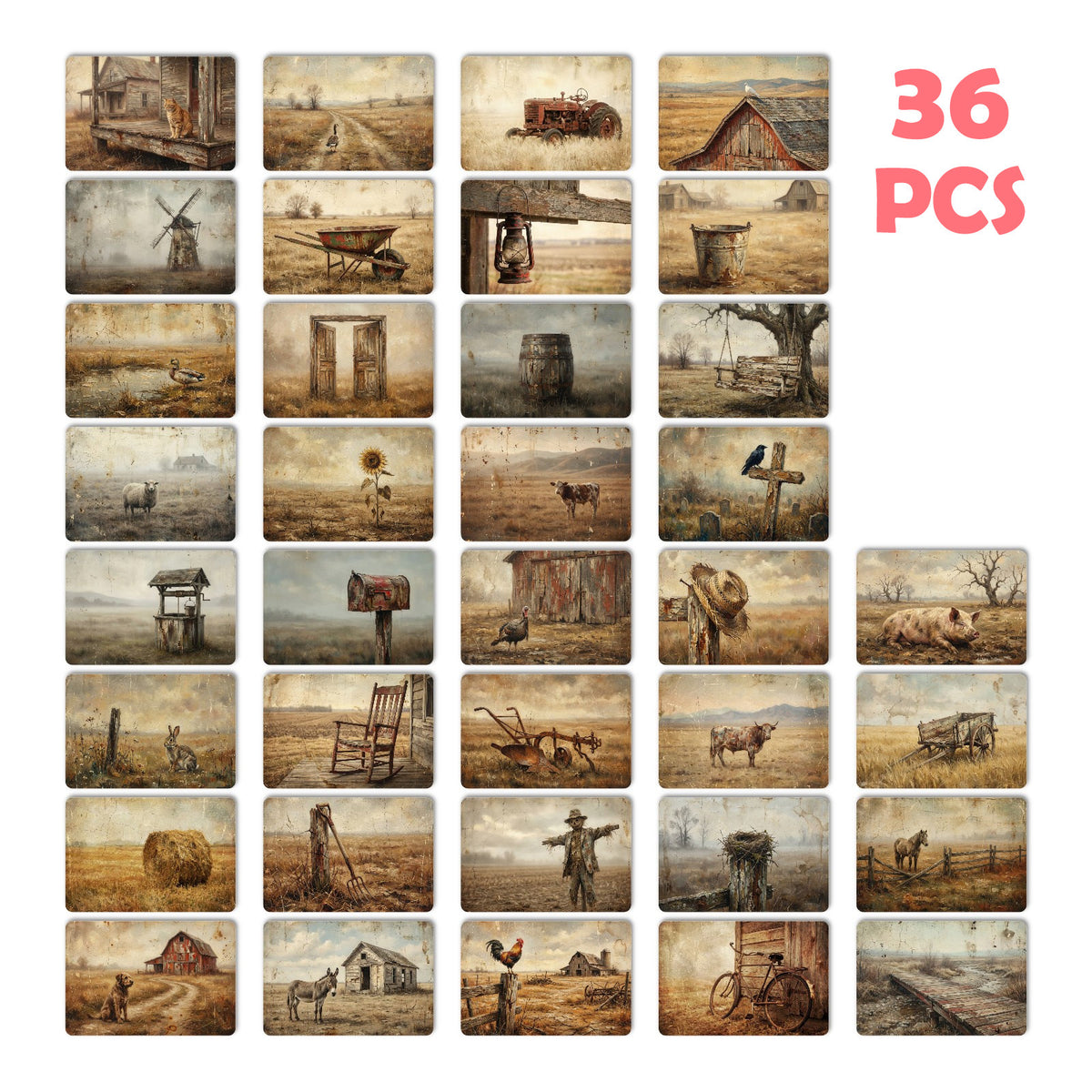 All 36 vintage countryside cards