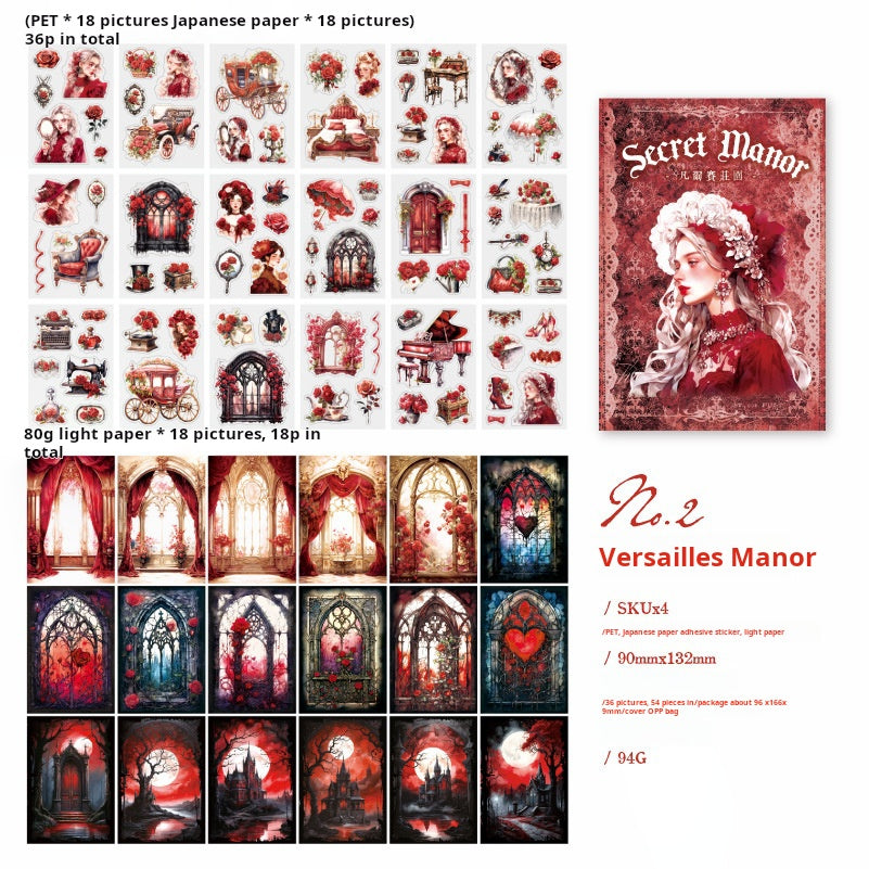 Secret Manor PET & Paper sticker Book -54Pcs each pack